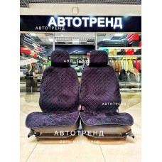 Накидки из алькантары на сидения / черный в бежевую строчку